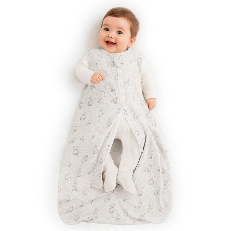 Owlivia Baby Organic Cotton 0.5 TOG Wearable Blanket-Light Sleeping Bag with 2-Way Zipper, Boys Girls Swaddle Transition Sleep Sack(0.5 TOG Gray Rabbit, 12-18 Months) - Image 1
